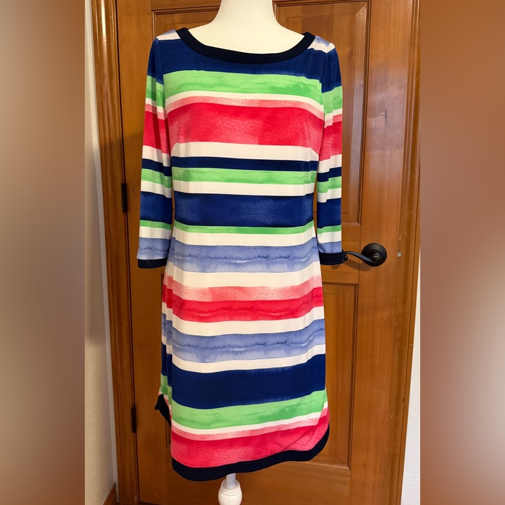 Vince Camuto Colorful Striped Long Sleeve Dress